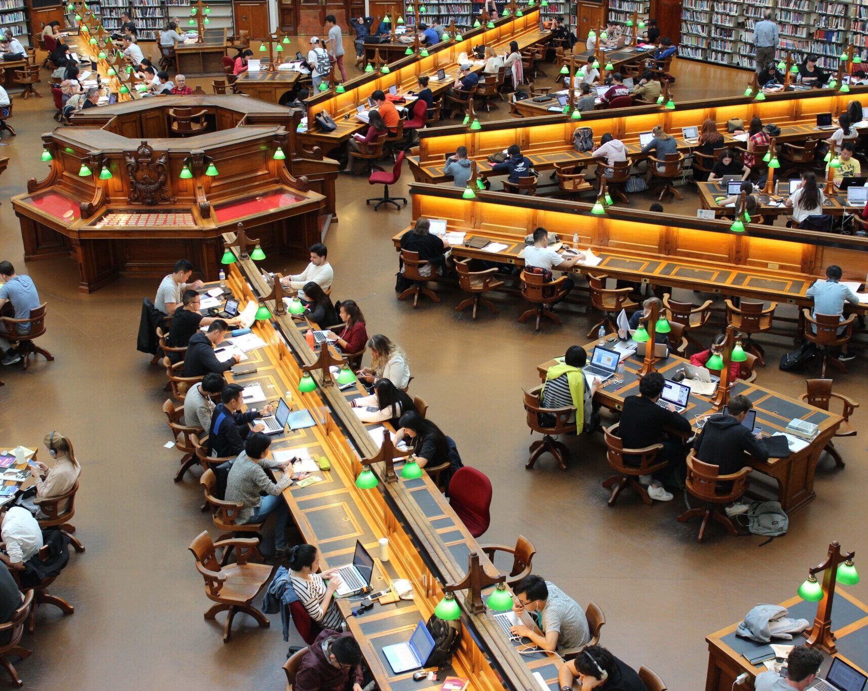 Children in a large library